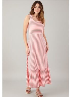 Lands' End | Dresses | Lands End Dress Women Large Yellow Maxi Ruched Side  Casual Sleeveless Vacation